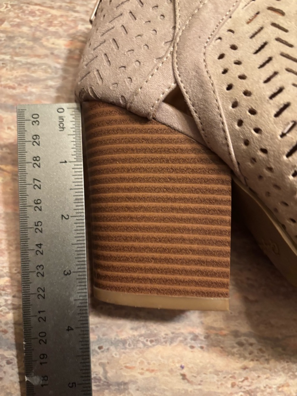 Women's (beige) Suede Peep-Toe Ankle Booties - Picture 7 of 11